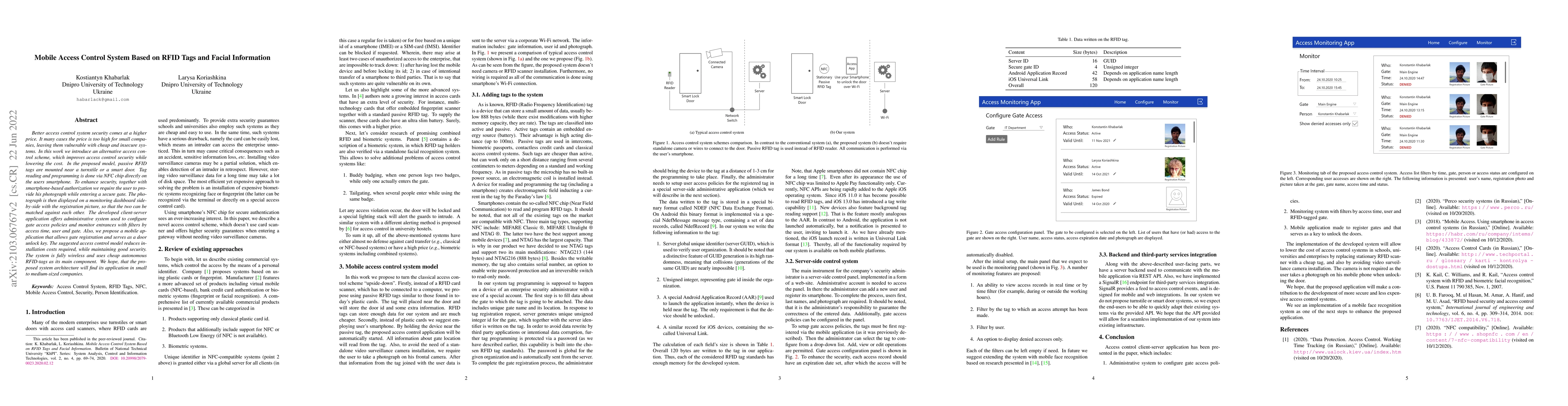 Thumbnail for Mobile Access Control System Based on RFID Tags And Facial Information