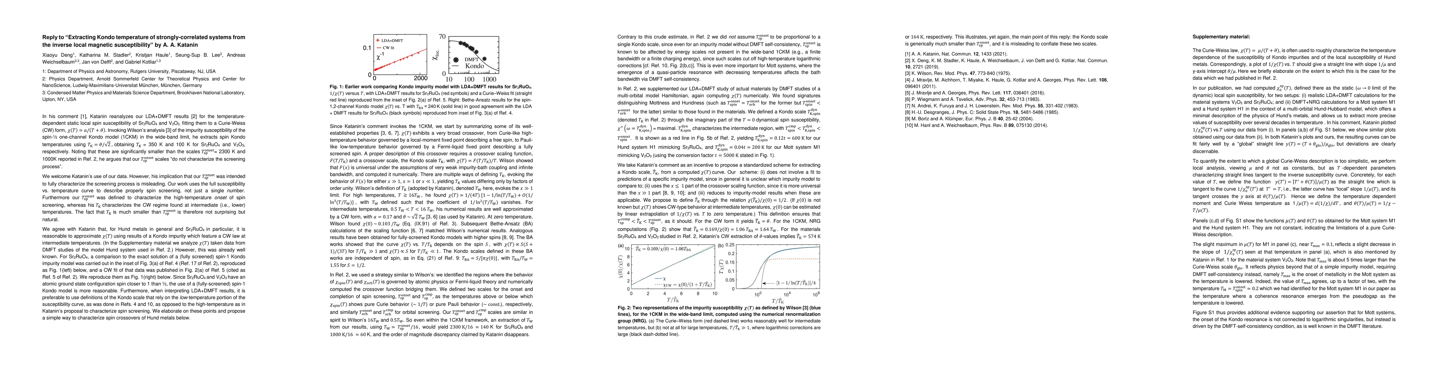 Thumbnail for Reply to: "Extracting Kondo temperature of strongly-correlated systems
  from the inverse local magnetic susceptibility"