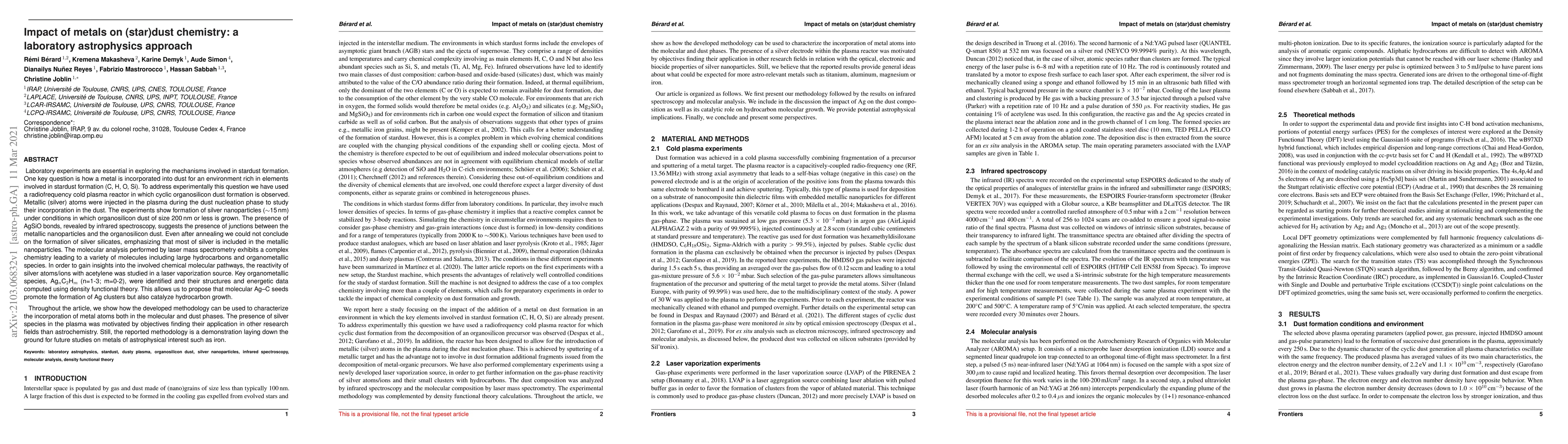 Thumbnail for Impact of metals on (star)dust chemistry: a laboratory astrophysics
  approach