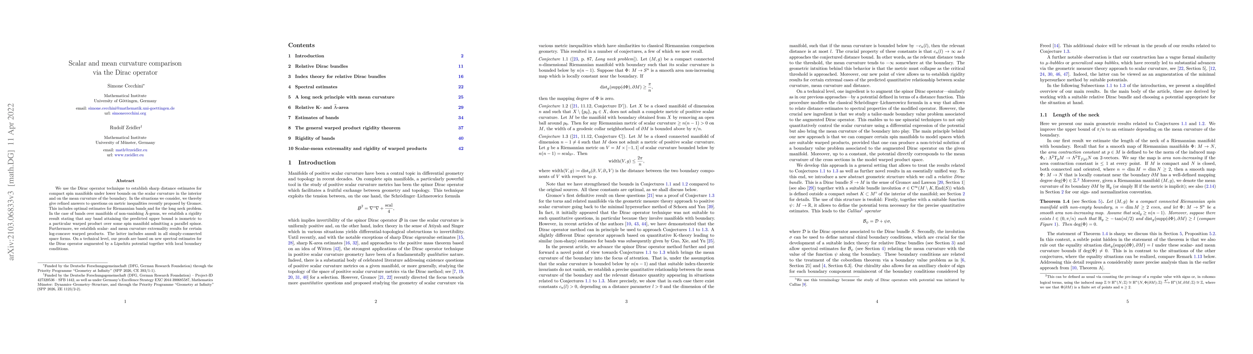 Thumbnail for Scalar and mean curvature comparison via the Dirac operator
