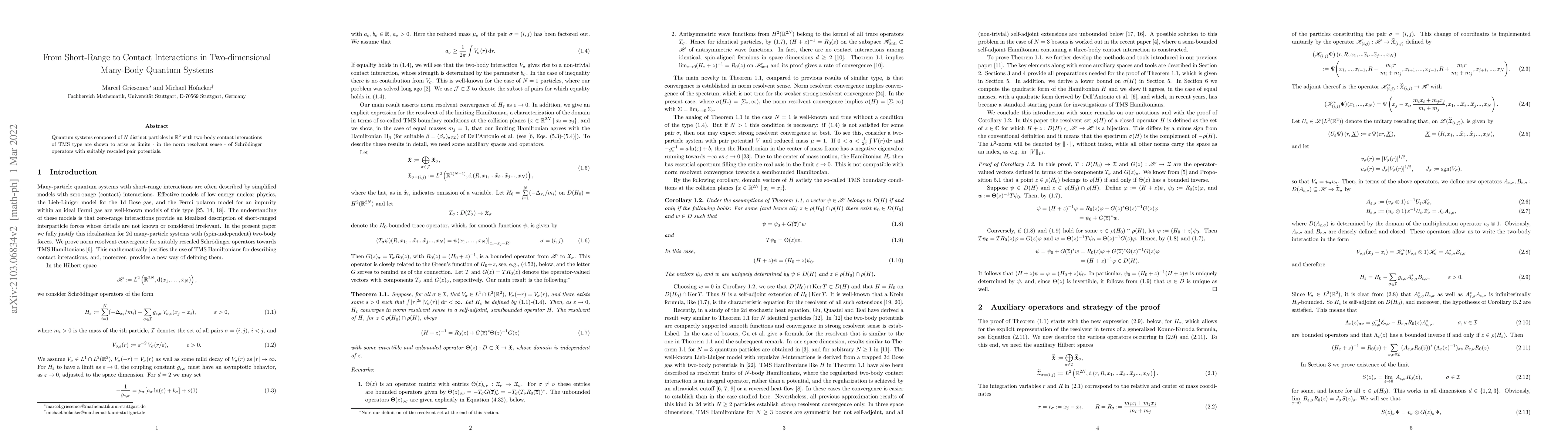 Thumbnail for From Short-Range to Contact Interactions in Two-dimensional Many-Body
  Quantum Systems