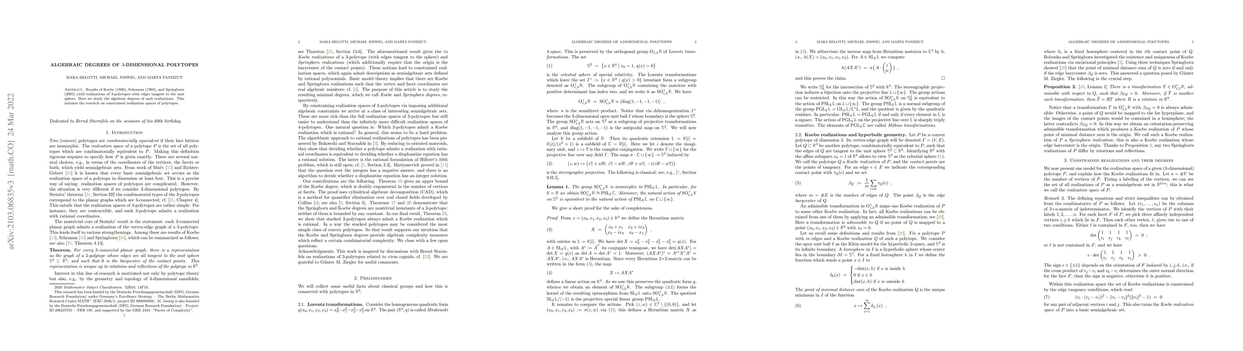 Thumbnail for Algebraic Degrees of 3-Dimensional Polytopes