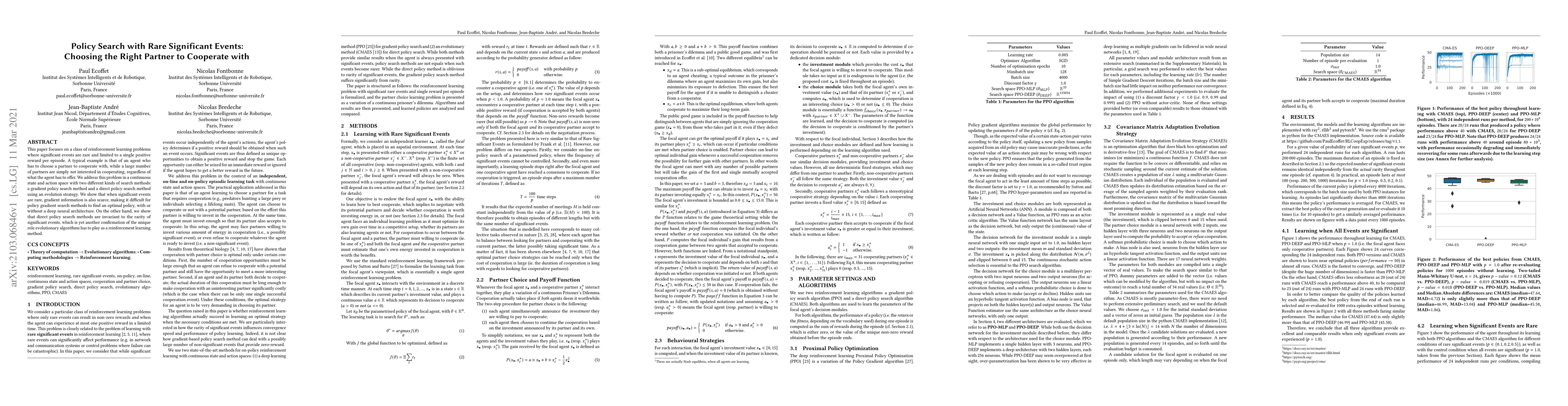Thumbnail for Policy Search with Rare Significant Events: Choosing the Right Partner
  to Cooperate with
