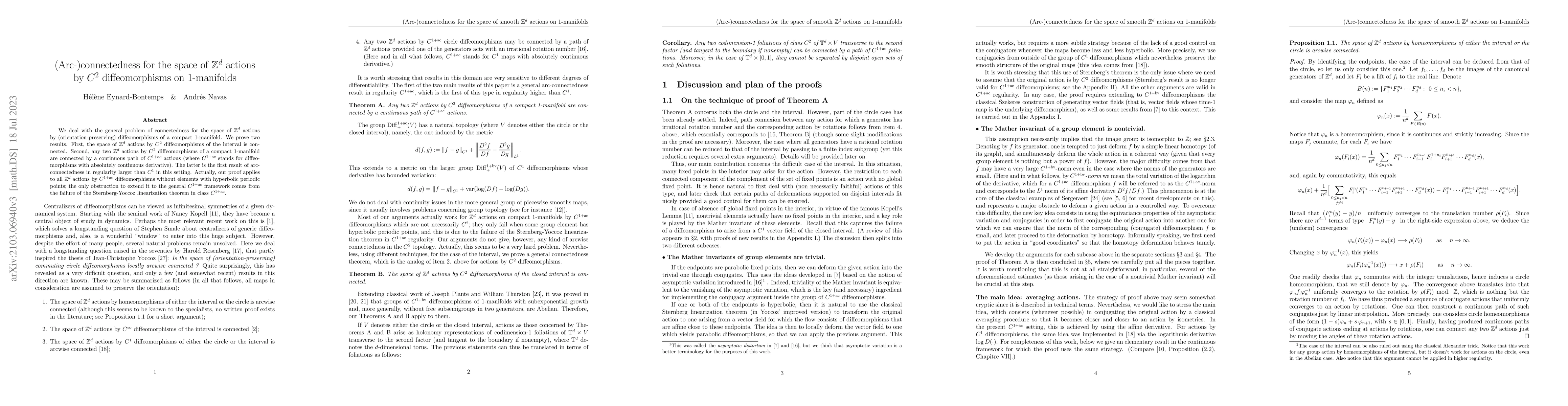 Thumbnail for (Arc-)connectedness for the space of $\mathbb{Z}^d$-actions by $C^2$
  diffeomorphisms on 1-dimensional manifolds