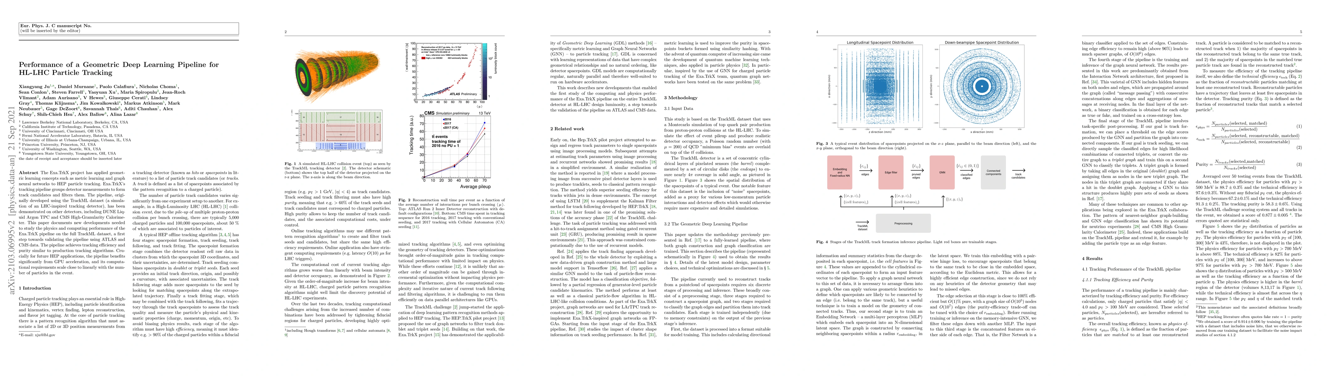 Thumbnail for Performance of a Geometric Deep Learning Pipeline for HL-LHC Particle
  Tracking