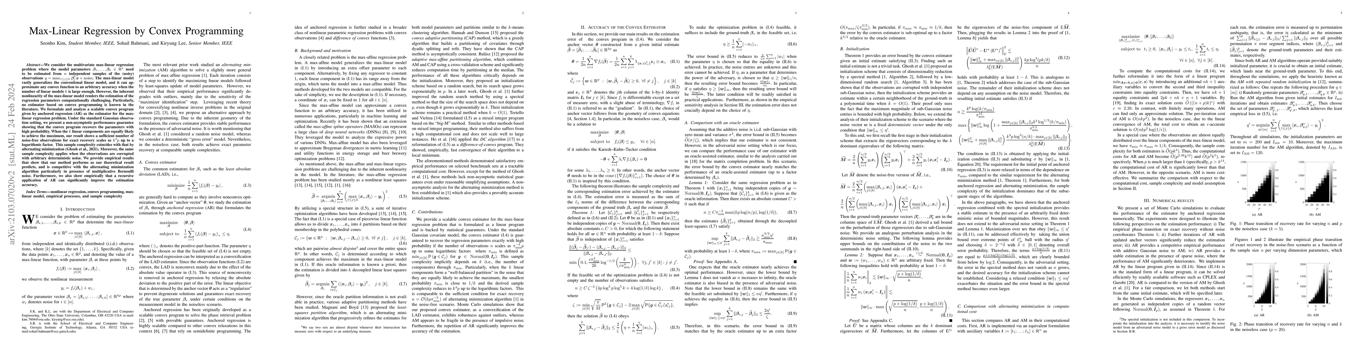 Thumbnail for Max-Linear Regression by Convex Programming