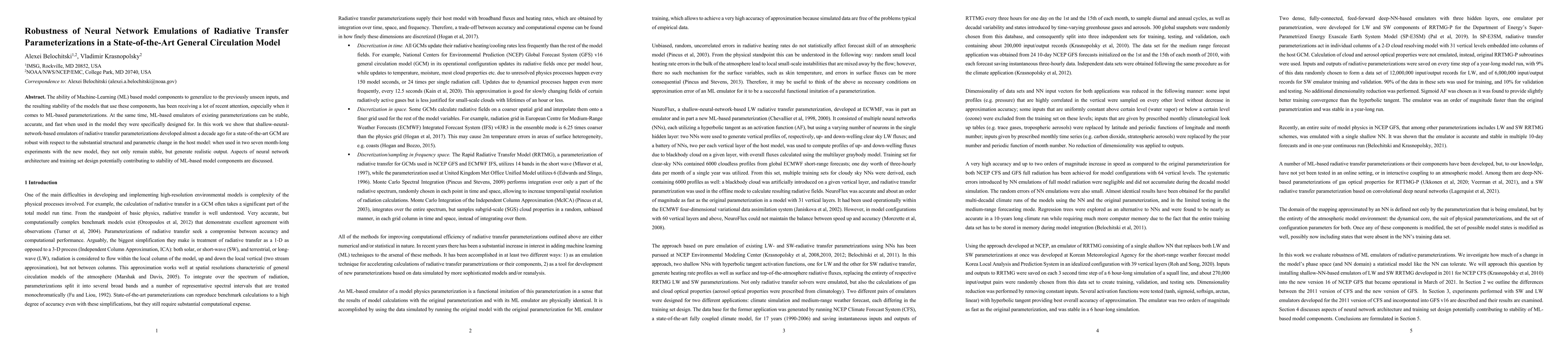 Thumbnail for Robustness of Neural Network Emulations of Radiative Transfer
  Parameterizations in a State-of-the-Art General Circulation Model