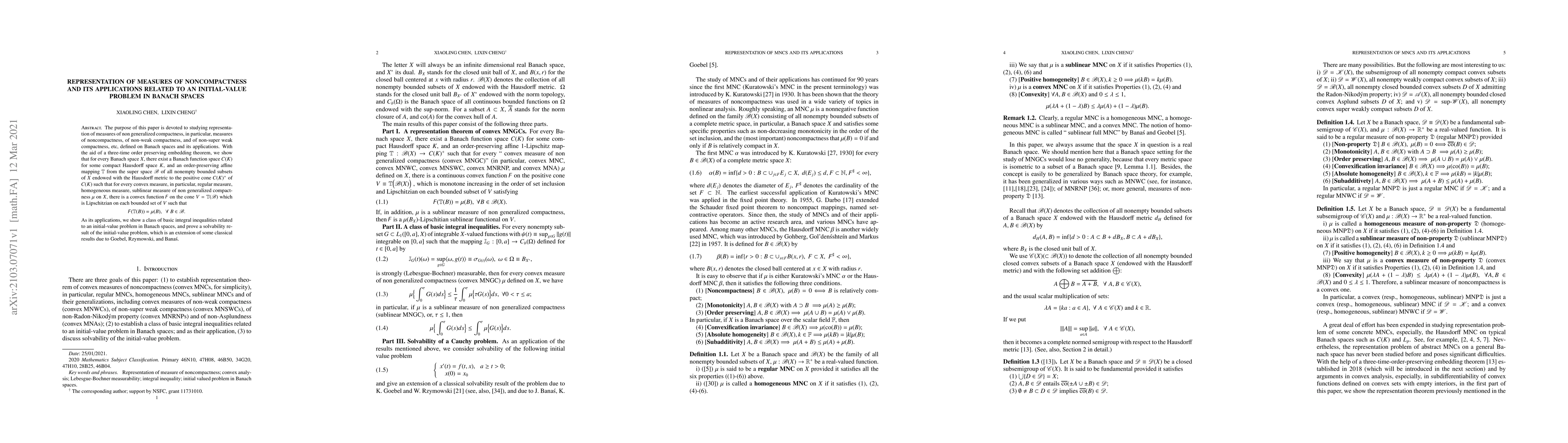 Thumbnail for Representation of measures of noncompactness and its applications
  related to an initial-value problem in Banach spaces