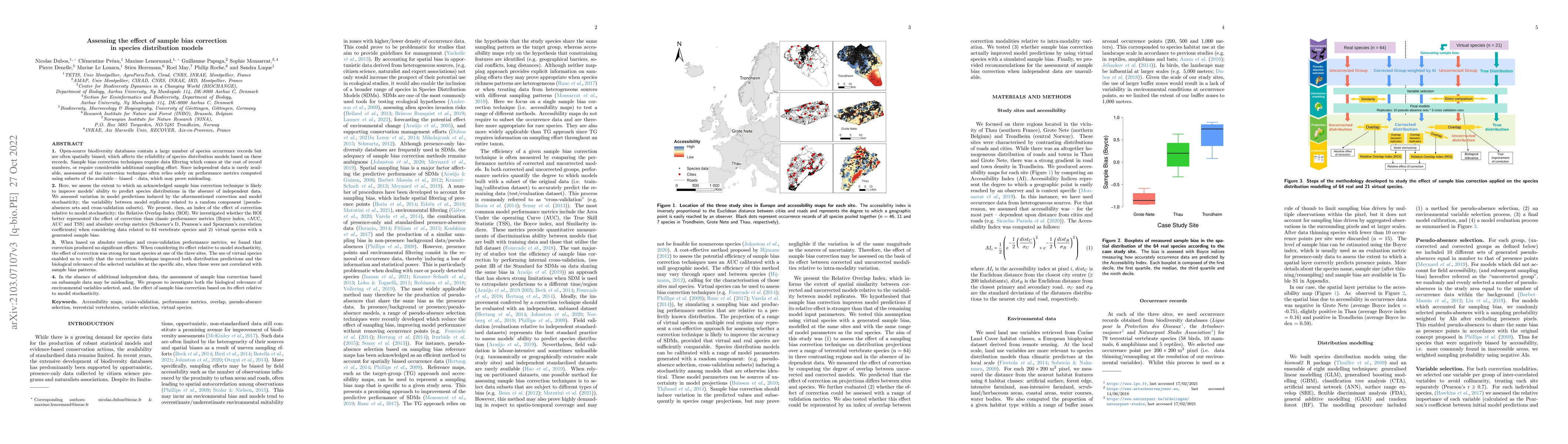 Thumbnail for Assessing the effect of sample bias correction in species distribution
  models
