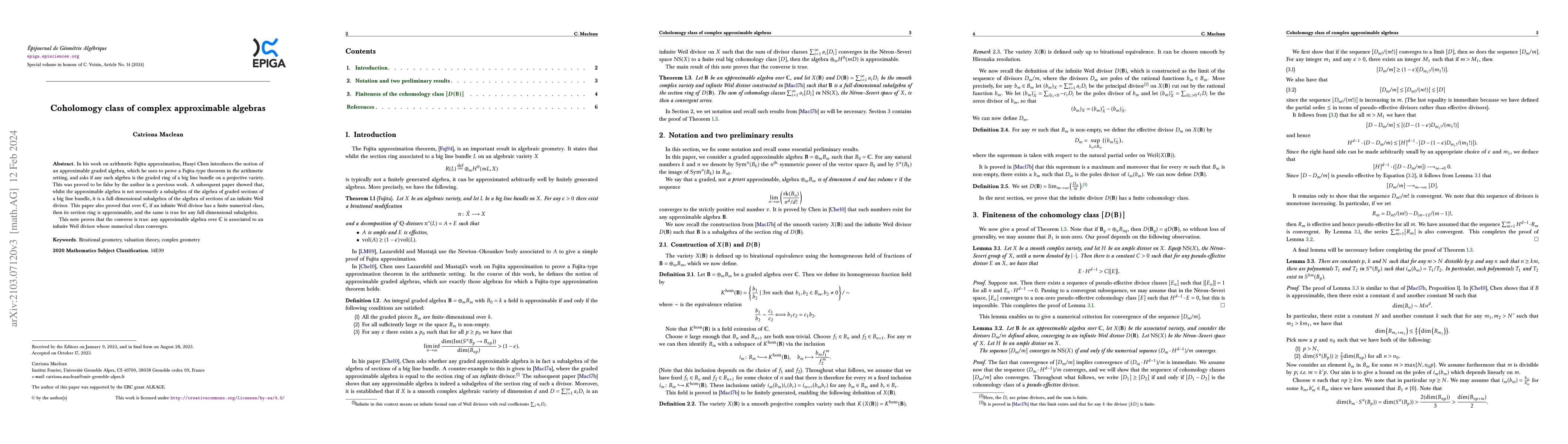 Thumbnail for Cohomology classes of complex approximable algebras