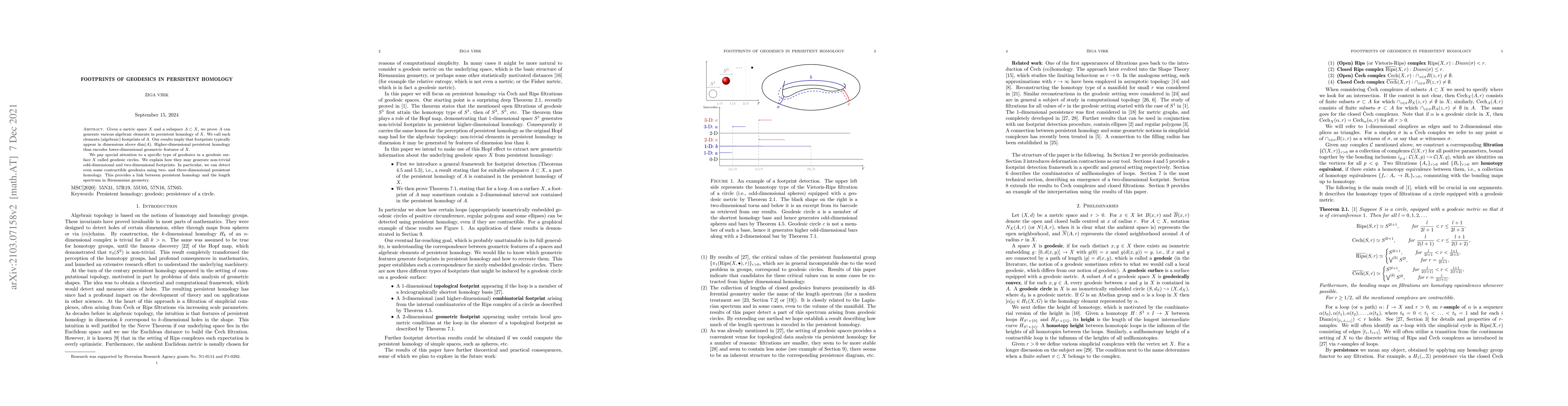 Thumbnail for Footprints of geodesics in persistent homology