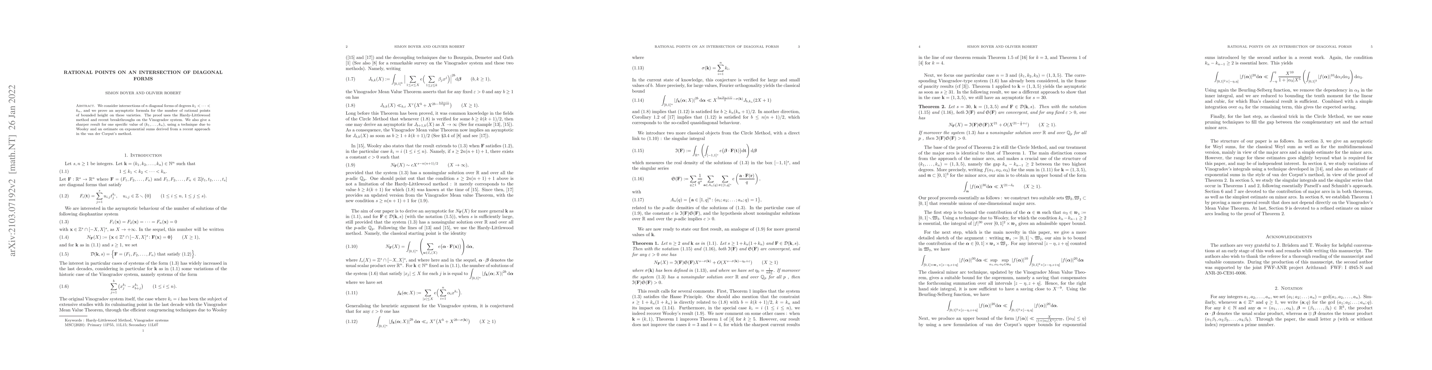 Thumbnail for Rational points on an intersection of diagonal forms