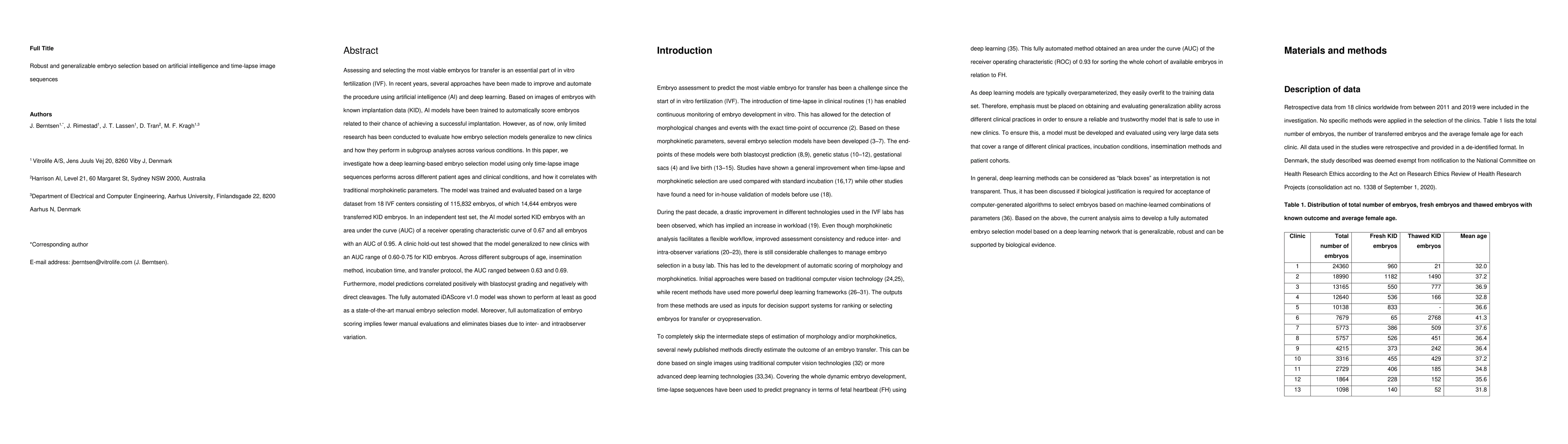Thumbnail for Robust and generalizable embryo selection based on artificial
  intelligence and time-lapse image sequences
