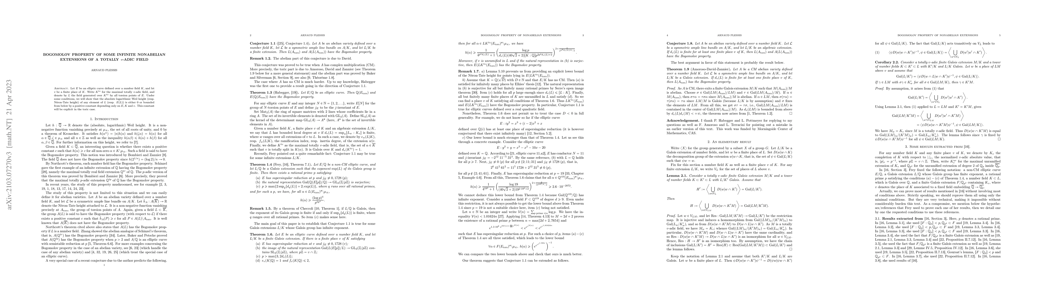 Thumbnail for Bogomolov Property of some infinite nonabelian extensions of a totally
  $v$-adic field