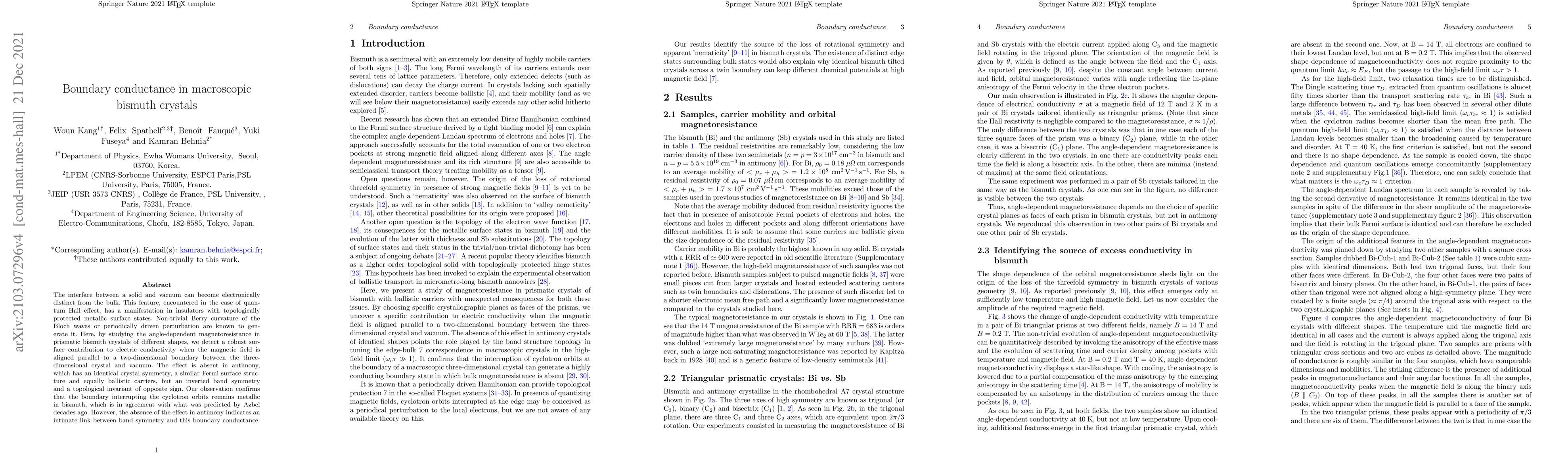 Thumbnail for Boundary conductance in macroscopic bismuth crystals