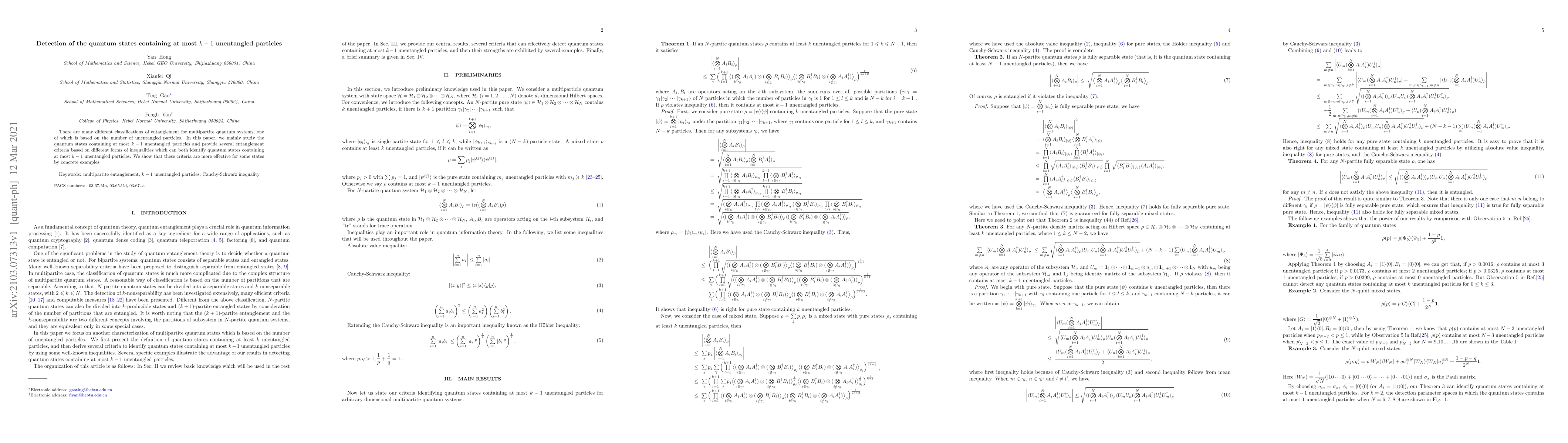 Thumbnail for Detection of the quantum states containing at most $k-1$ unentangled
  particles