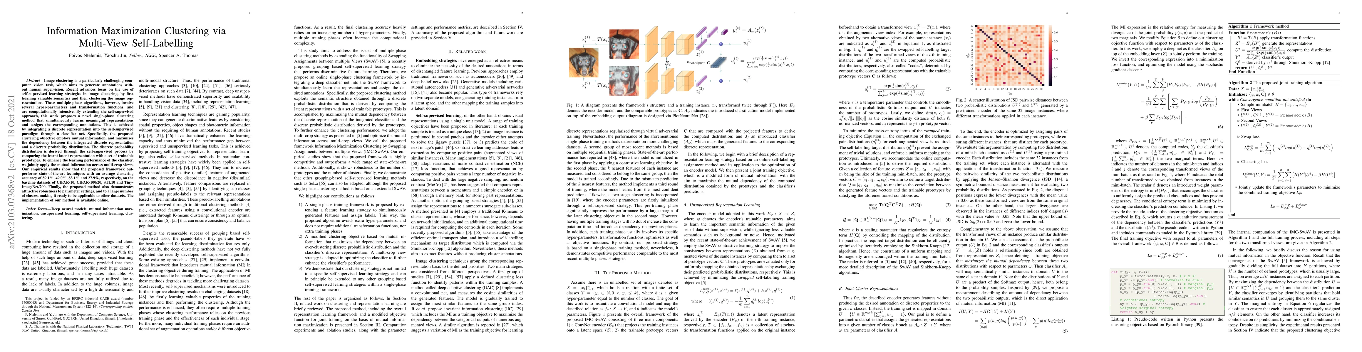 Thumbnail for Information Maximization Clustering via Multi-View Self-Labelling