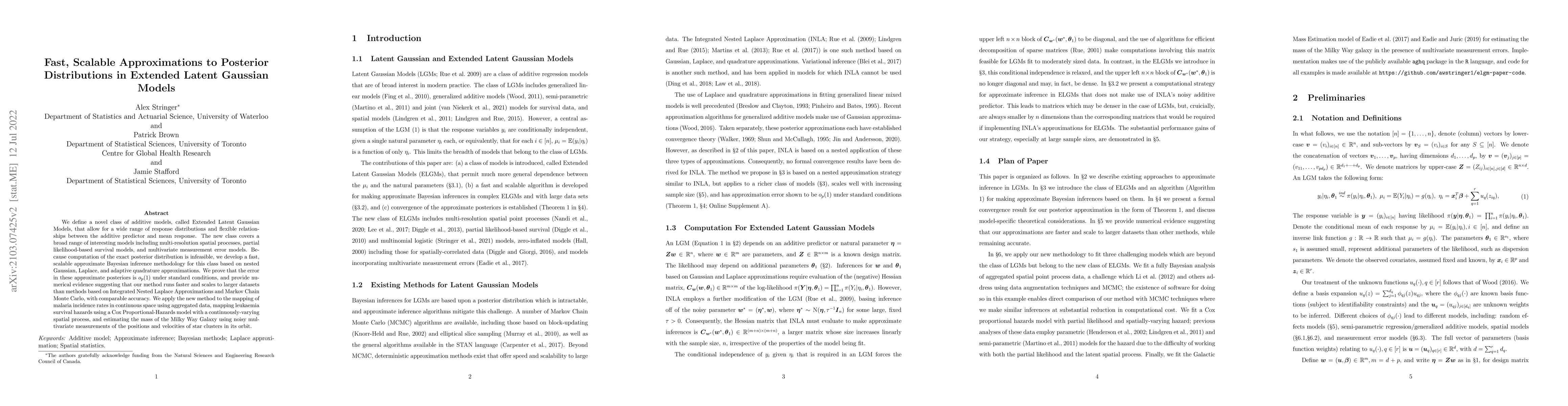 Thumbnail for Fast, Scalable Approximations to Posterior Distributions in Extended
  Latent Gaussian Models