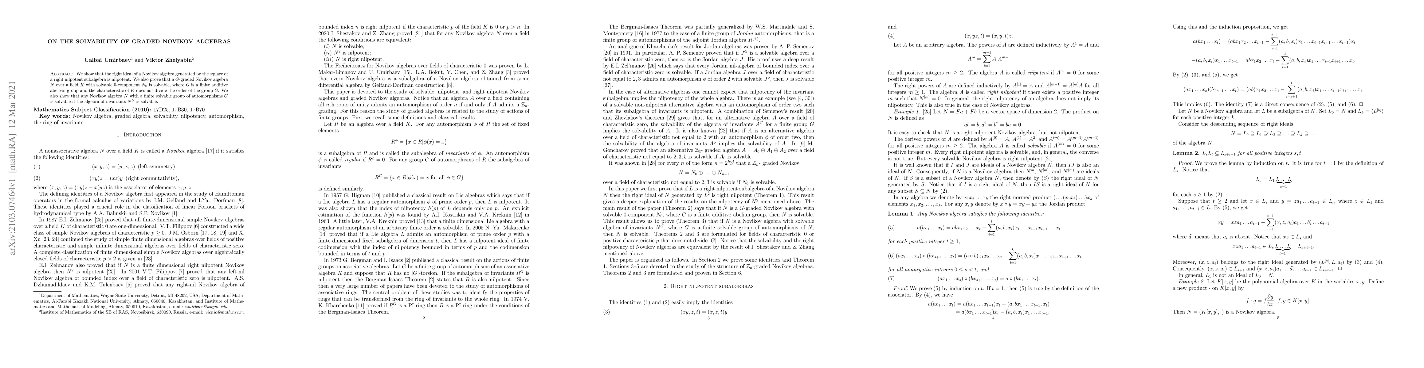 Thumbnail for On the solvability of graded Novikov algebras
