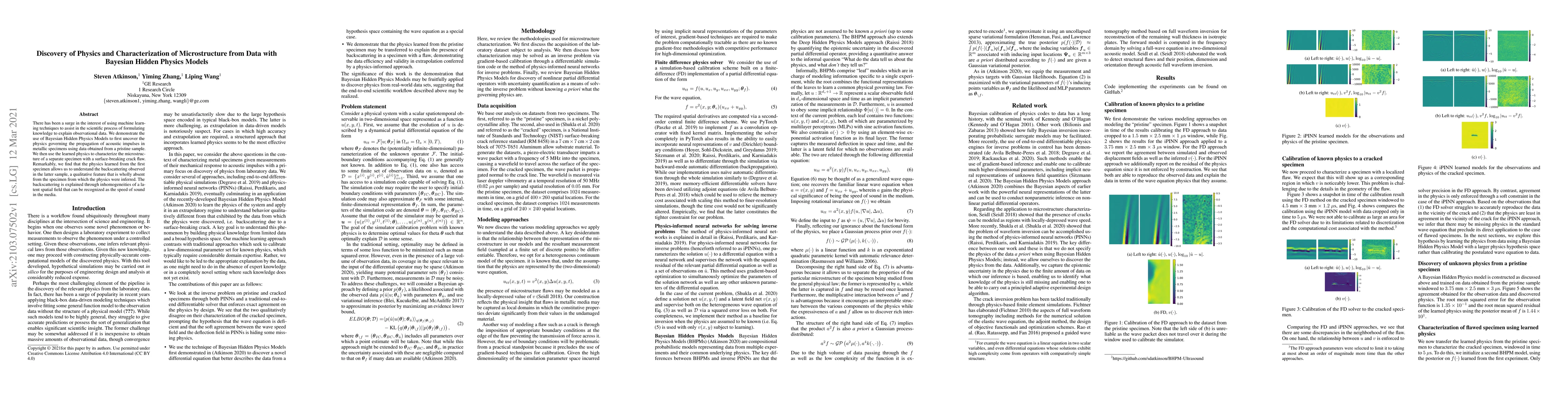 Thumbnail for Discovery of Physics and Characterization of Microstructure from Data
  with Bayesian Hidden Physics Models