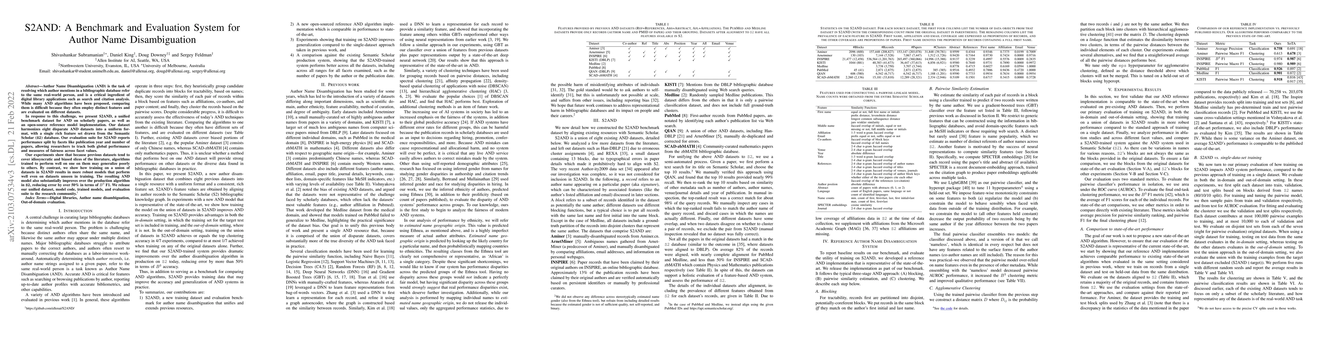 Thumbnail for S2AND: A Benchmark and Evaluation System for Author Name Disambiguation