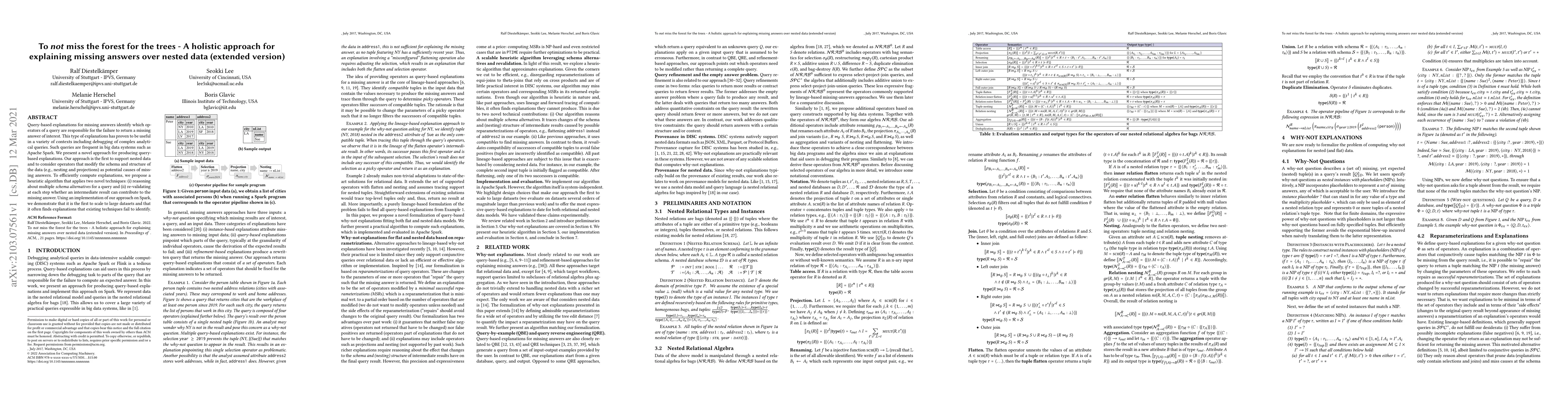 Thumbnail for To not miss the forest for the trees -- a holistic approach for
  explaining missing answers over nested data (extended version)