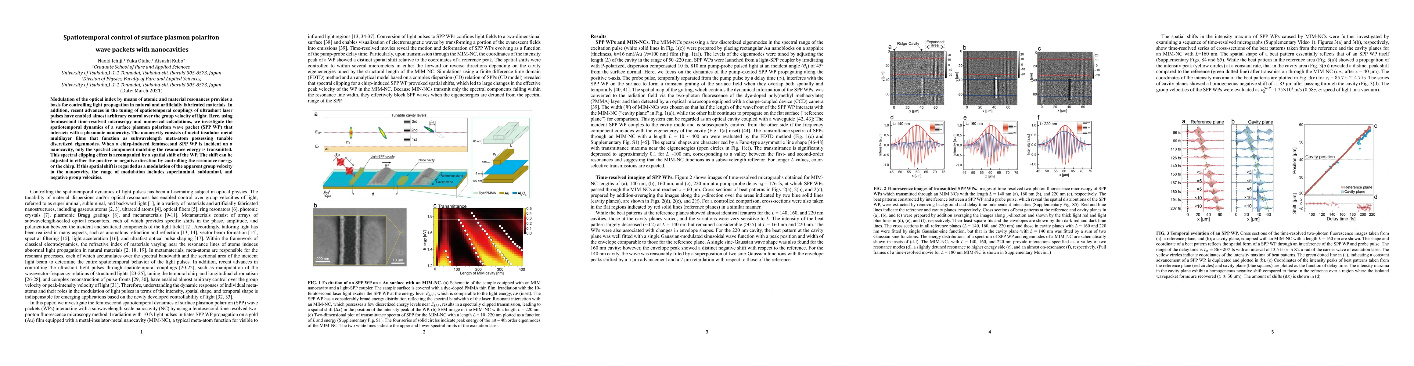 Thumbnail for Spatiotemporal control of surface plasmon polariton wave packets with
  nanocavities