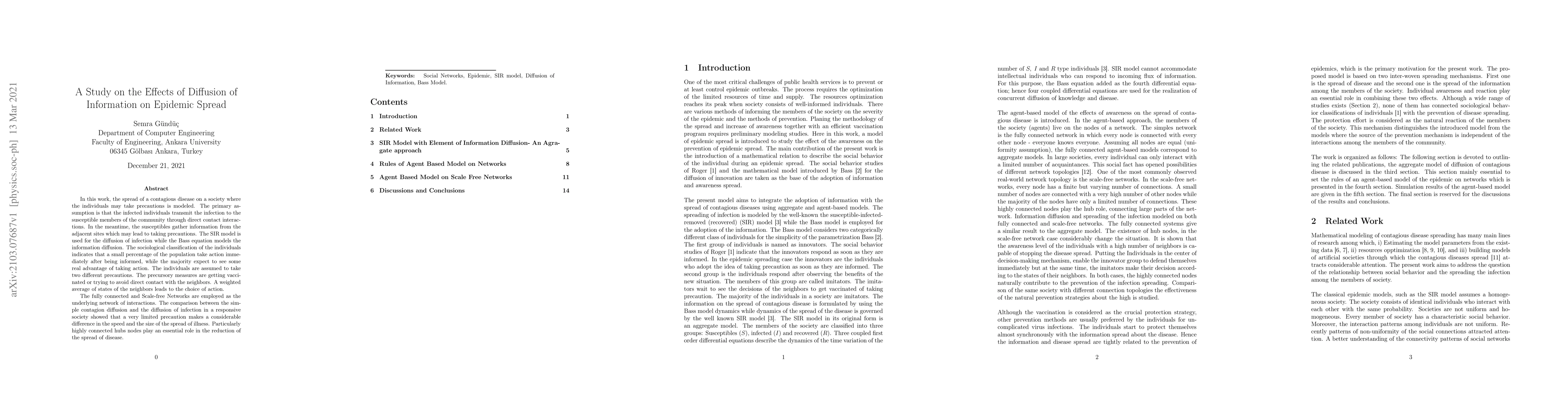 Thumbnail for A Study on the Effects of Diffusion of Information on Epidemic Spread