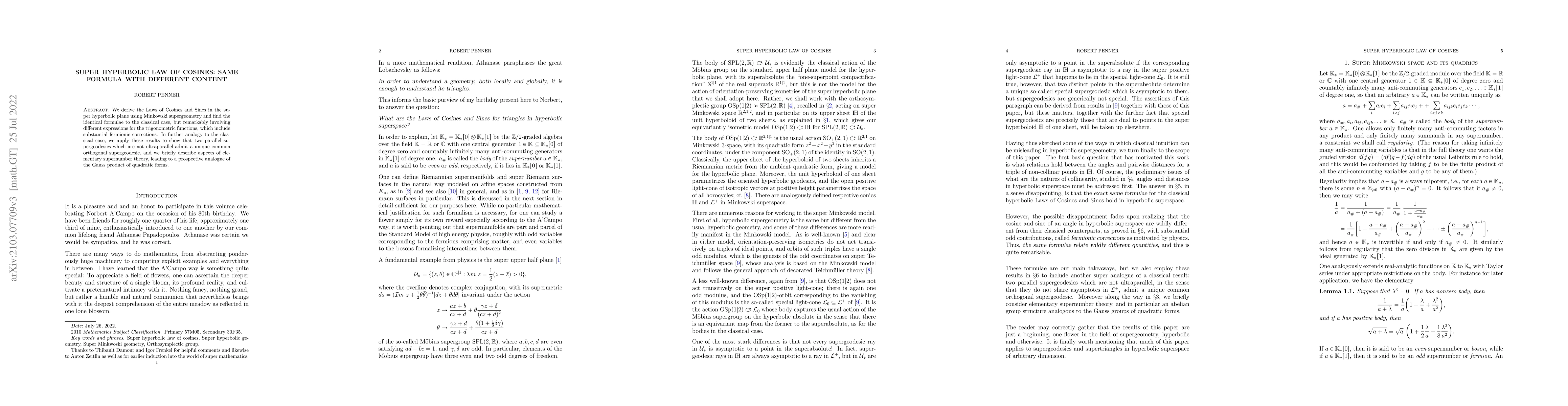 Thumbnail for Super Hyperbolic Law of Cosines: same formula with different content