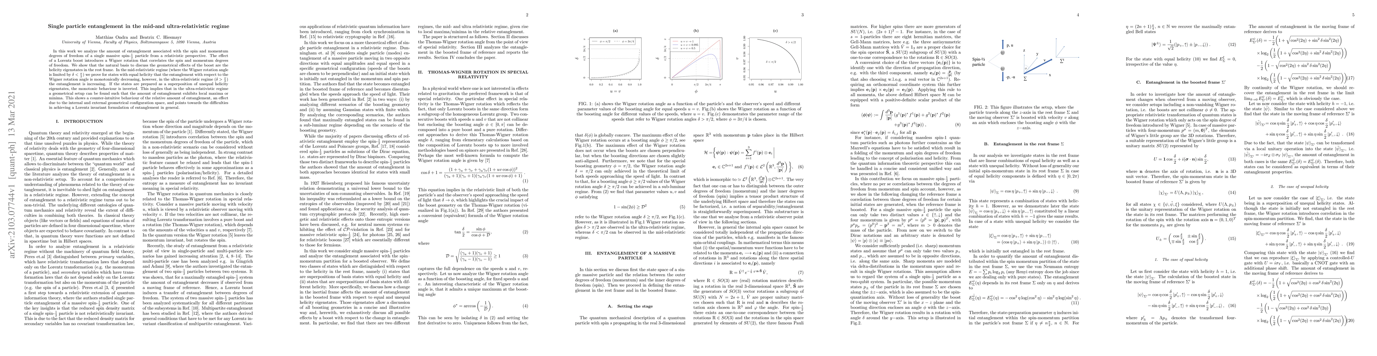 Thumbnail for Single particle entanglement in the mid-and ultra-relativistic regime
