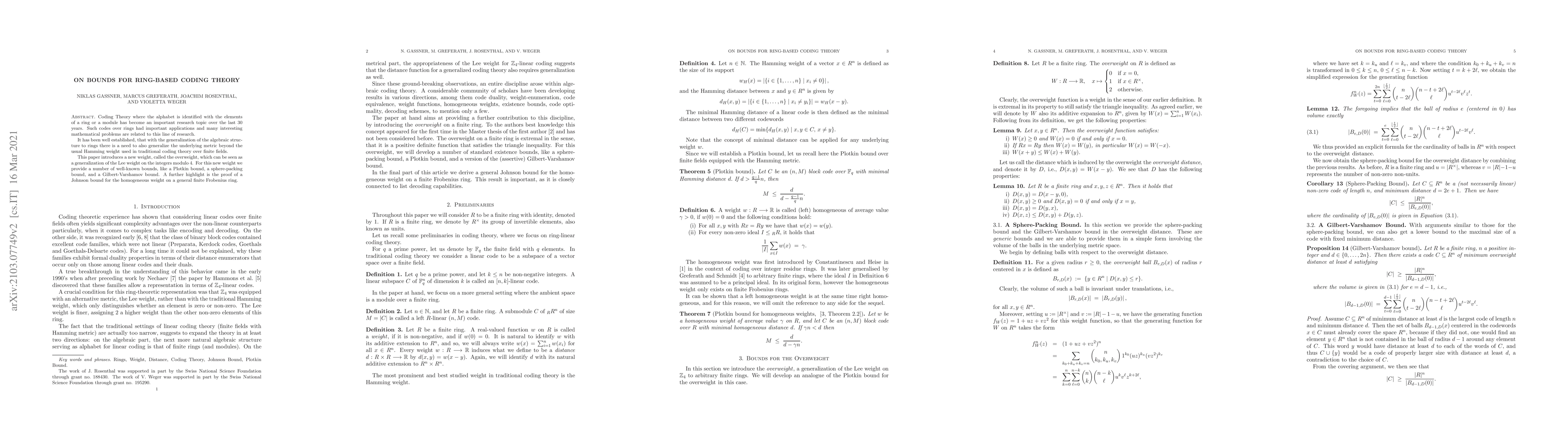 Thumbnail for On Bounds for Ring-Based Coding Theory