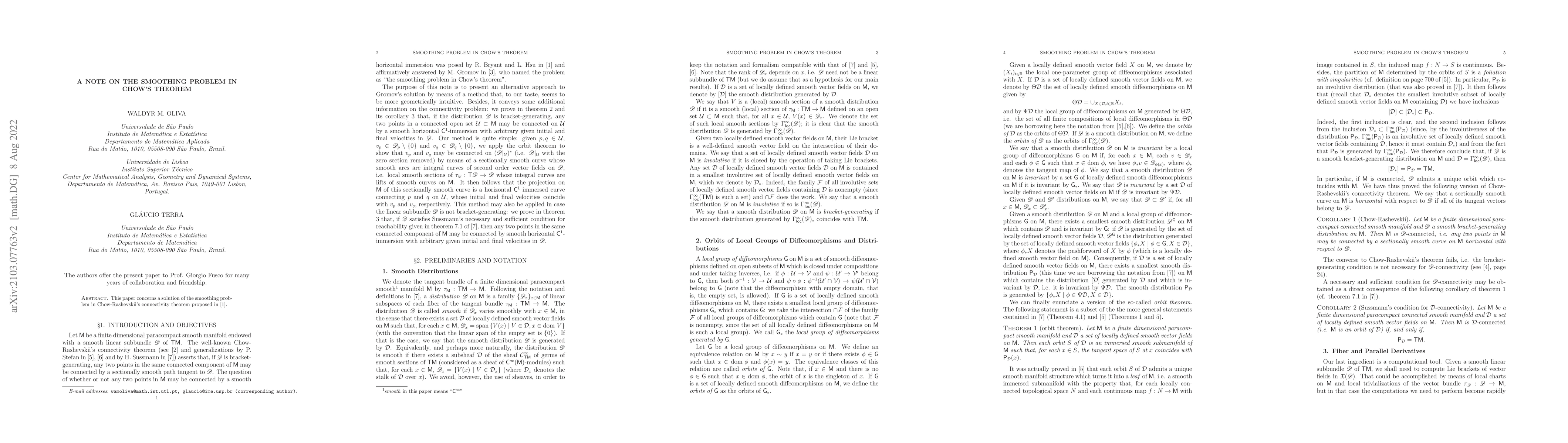 Thumbnail for A Note on the Smoothing Problem in Chow's Theorem