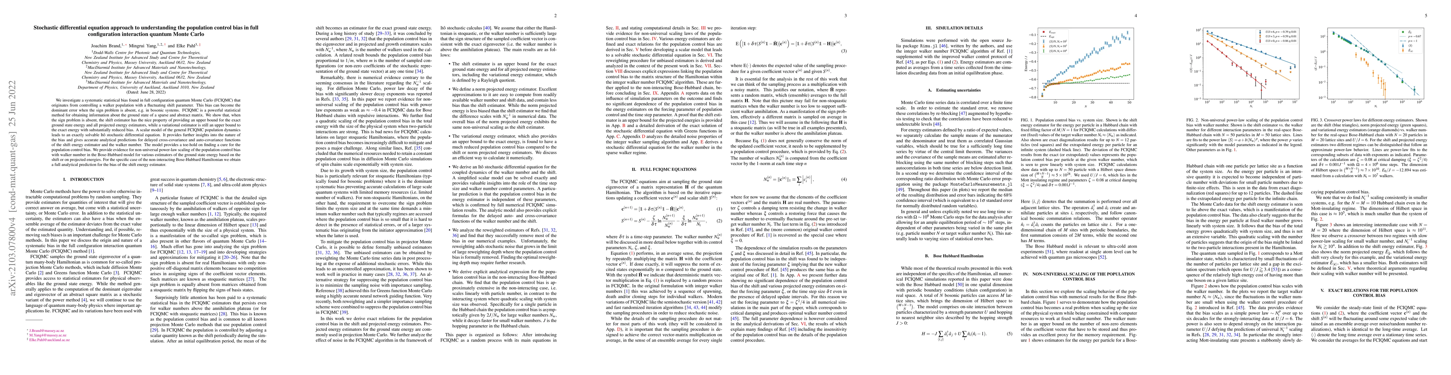 Thumbnail for Stochastic differential equation approach to understanding the
  population control bias in full configuration interaction quantum Monte Carlo