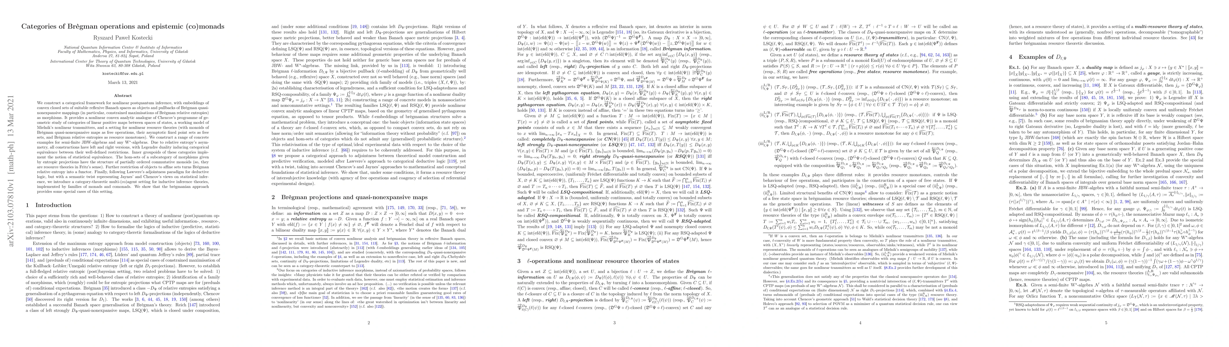 Thumbnail for Categories of Br\`egman operations and epistemic (co)monads