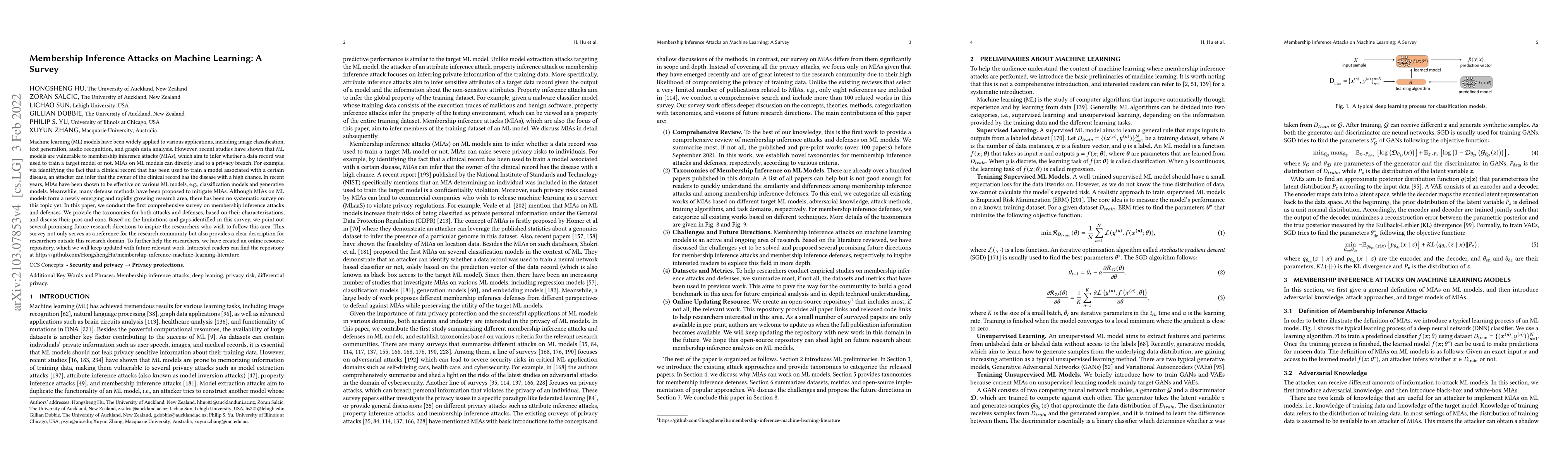 Thumbnail for Membership Inference Attacks on Machine Learning: A Survey