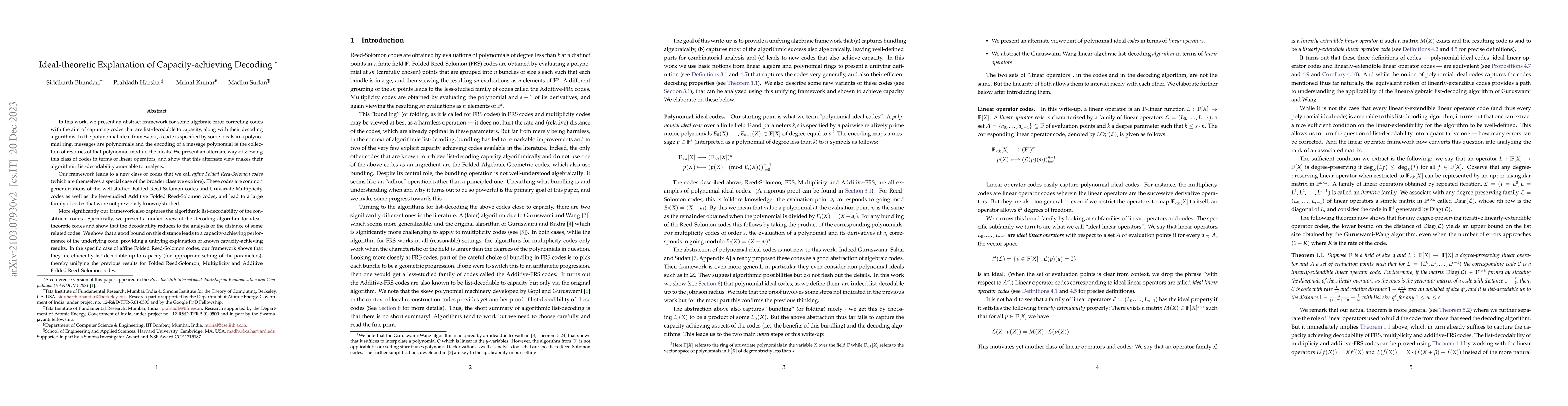 Thumbnail for Ideal-theoretic Explanation of Capacity-achieving Decoding