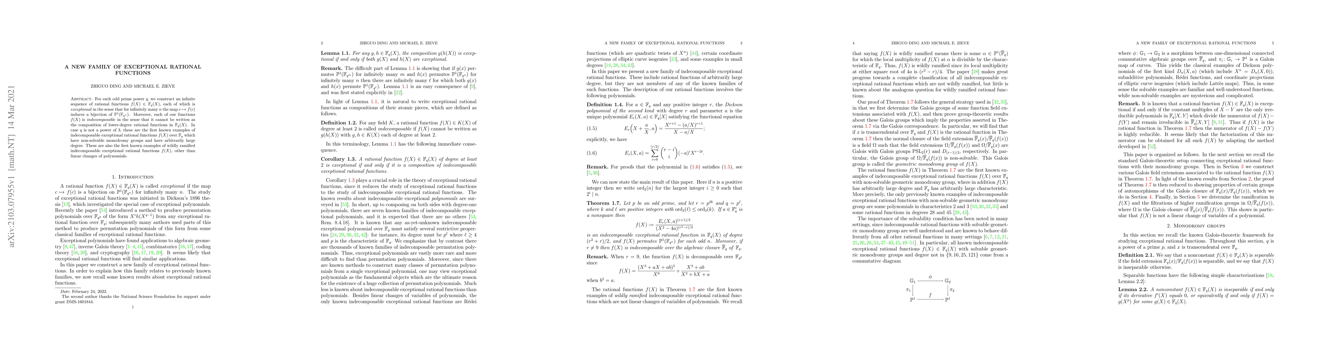 Thumbnail for A new family of exceptional rational functions