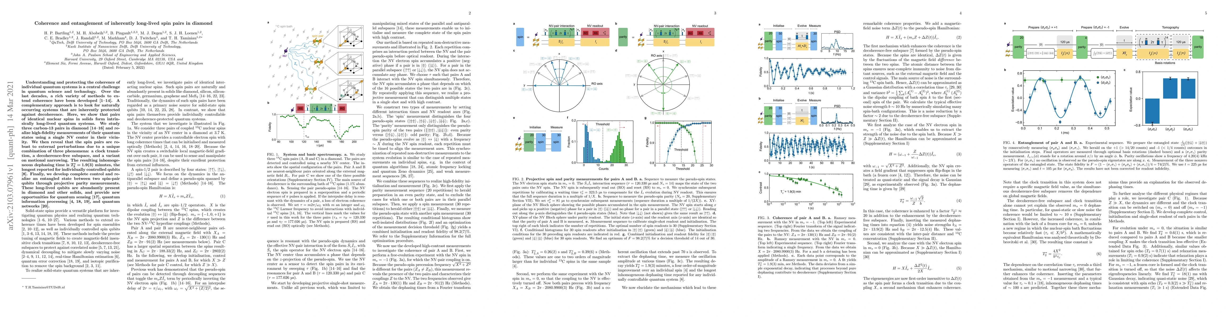 Thumbnail for Coherence and entanglement of inherently long-lived spin pairs in
  diamond