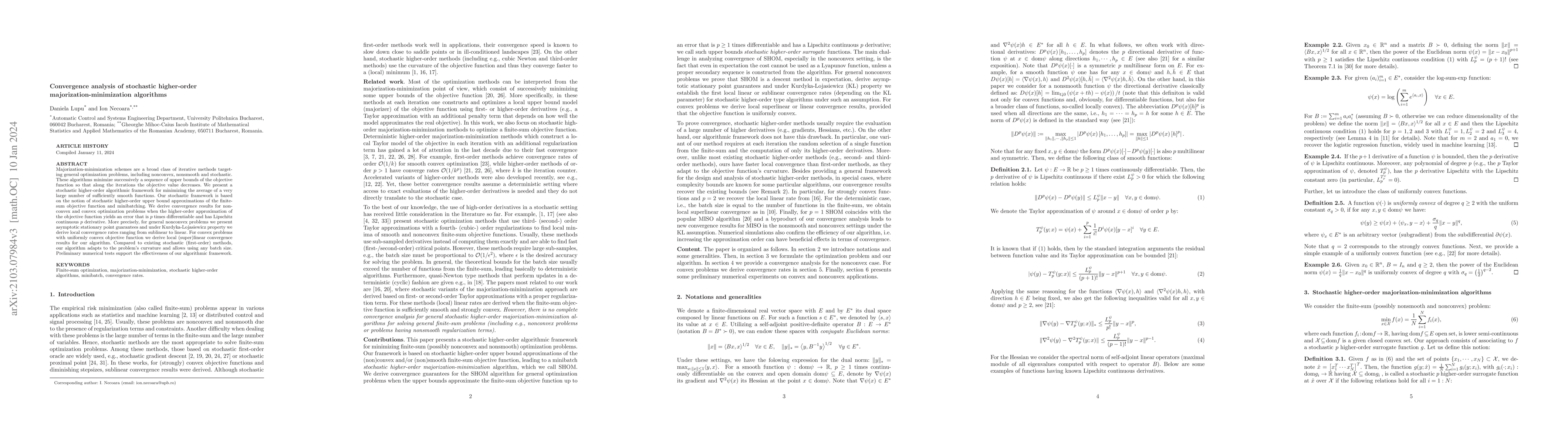 Thumbnail for Convergence analysis of stochastic higher-order
  majorization-minimization algorithms