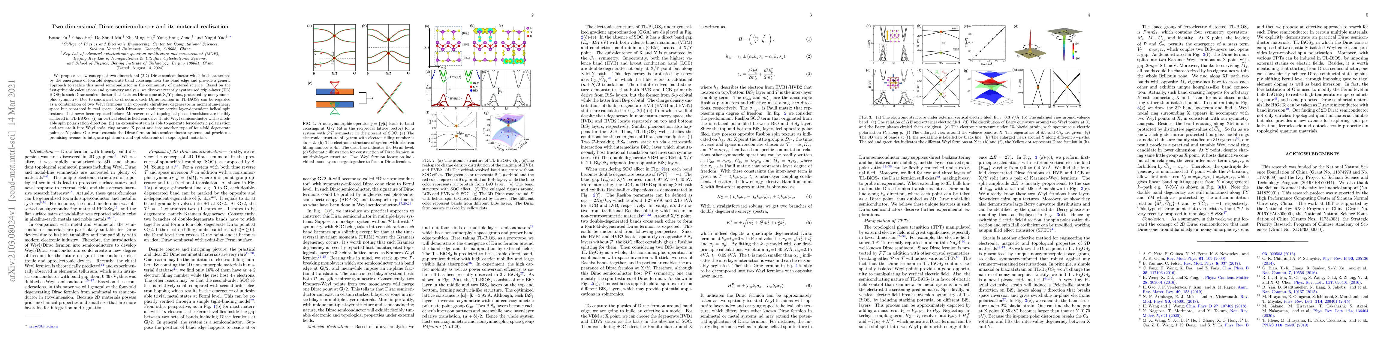 Thumbnail for Two-dimensional Dirac semiconductor and its material realization