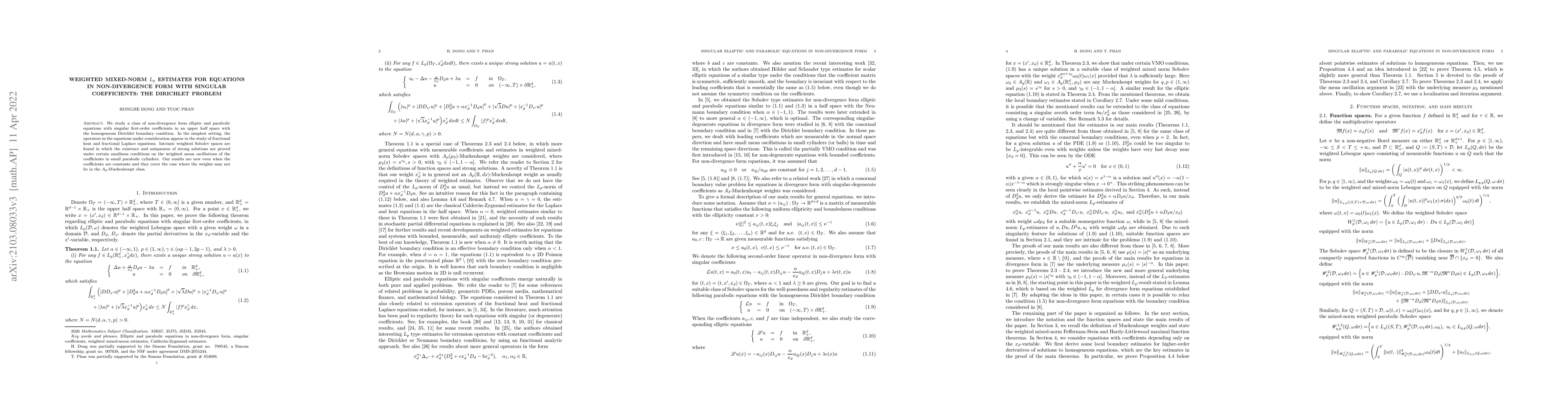 Thumbnail for Weighted mixed-norm $L_p$ estimates for equations in non-divergence form
  with singular coefficients: the Dirichlet problem