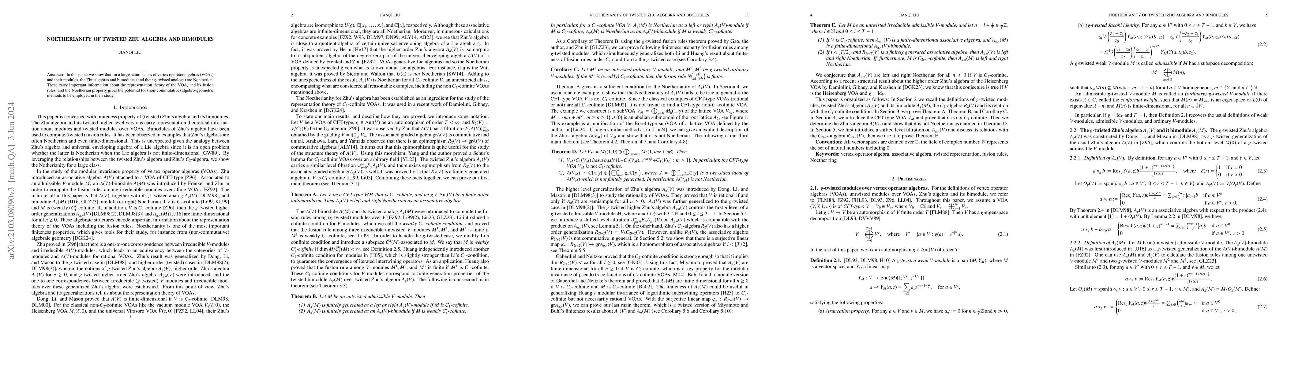 Thumbnail for Noetherianity of twisted Zhu algebra and bimodules