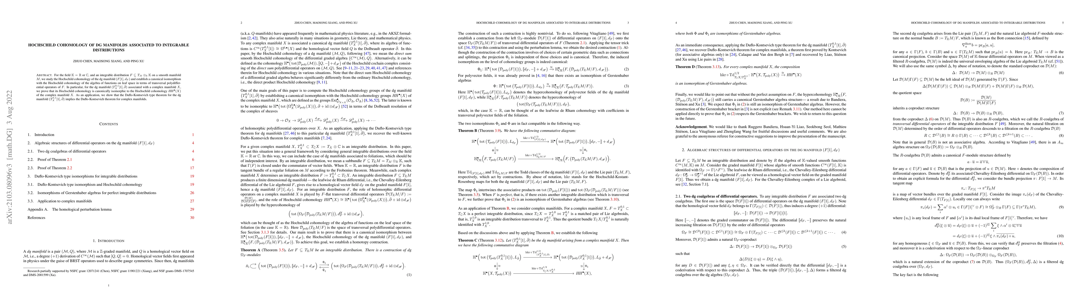 Thumbnail for Hochschild cohomology of dg manifolds associated to integrable
  distributions