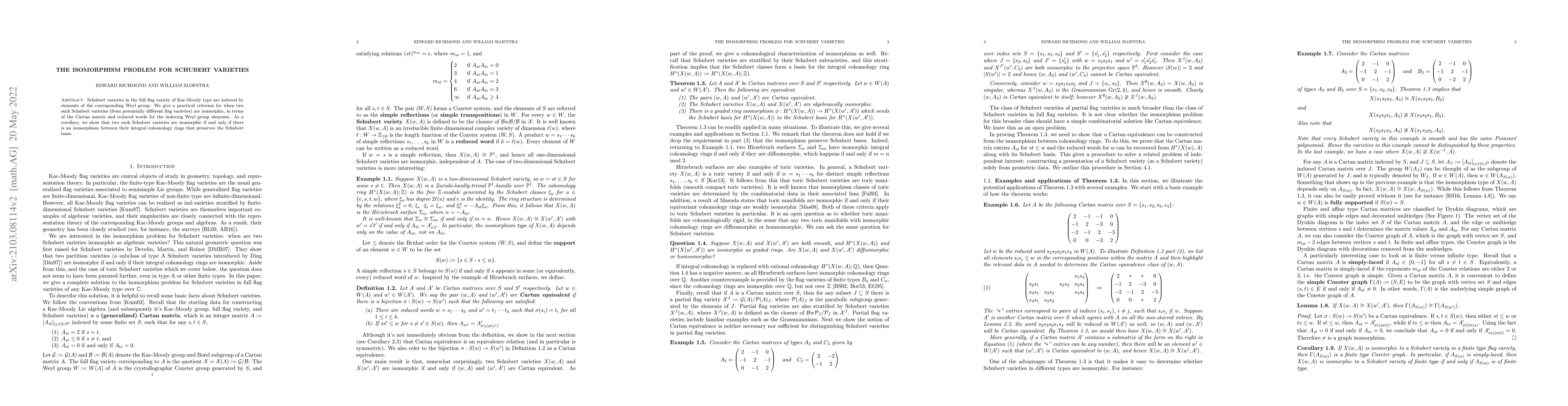 Thumbnail for The isomorphism problem for Schubert varieties