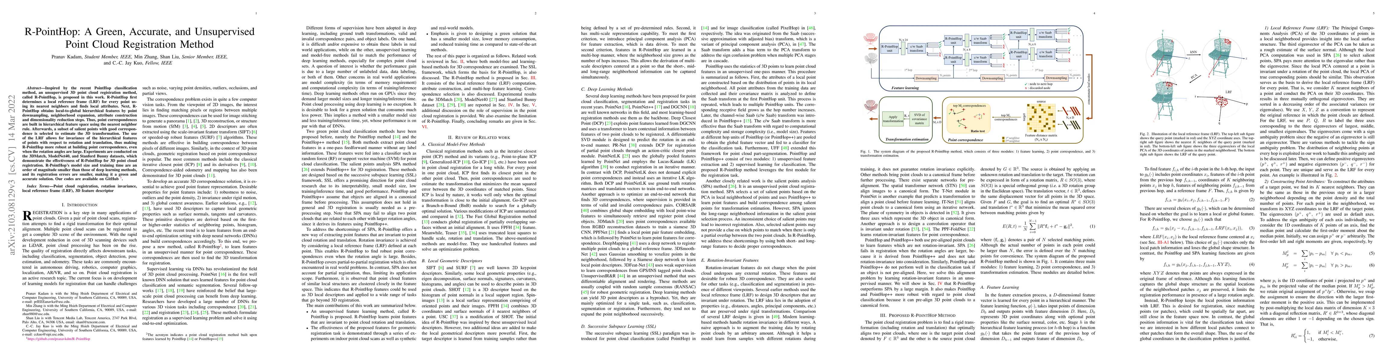 Thumbnail for R-PointHop: A Green, Accurate, and Unsupervised Point Cloud Registration
  Method