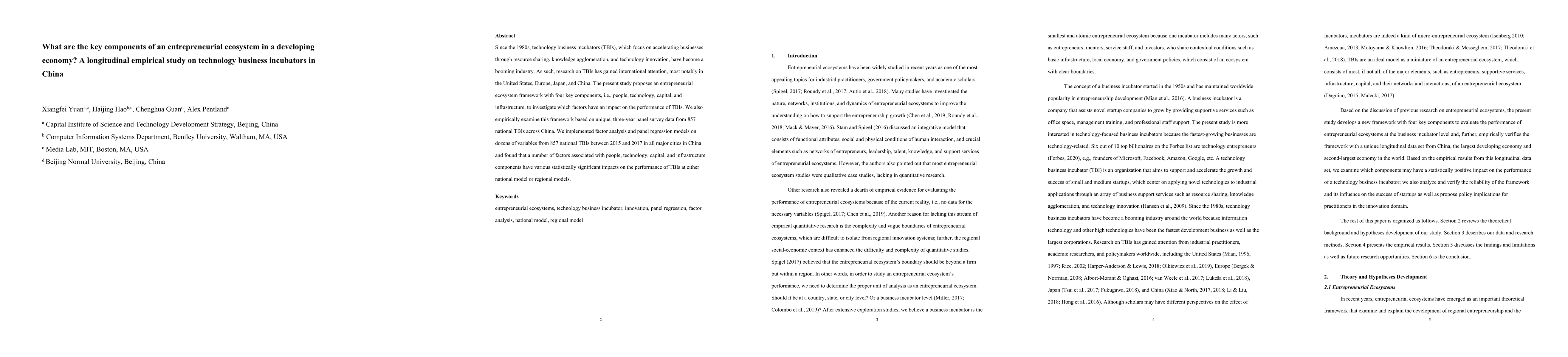 Thumbnail for What are the key components of an entrepreneurial ecosystem in a
  developing economy? A longitudinal empirical study on technology business
  incubators in China