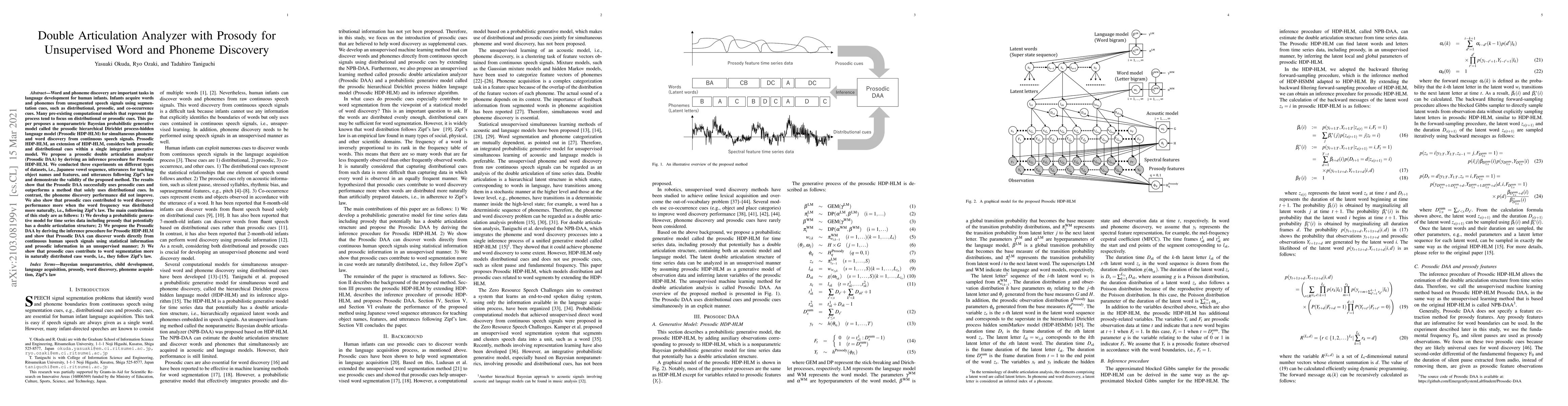 Thumbnail for Double Articulation Analyzer with Prosody for Unsupervised Word and
  Phoneme Discovery