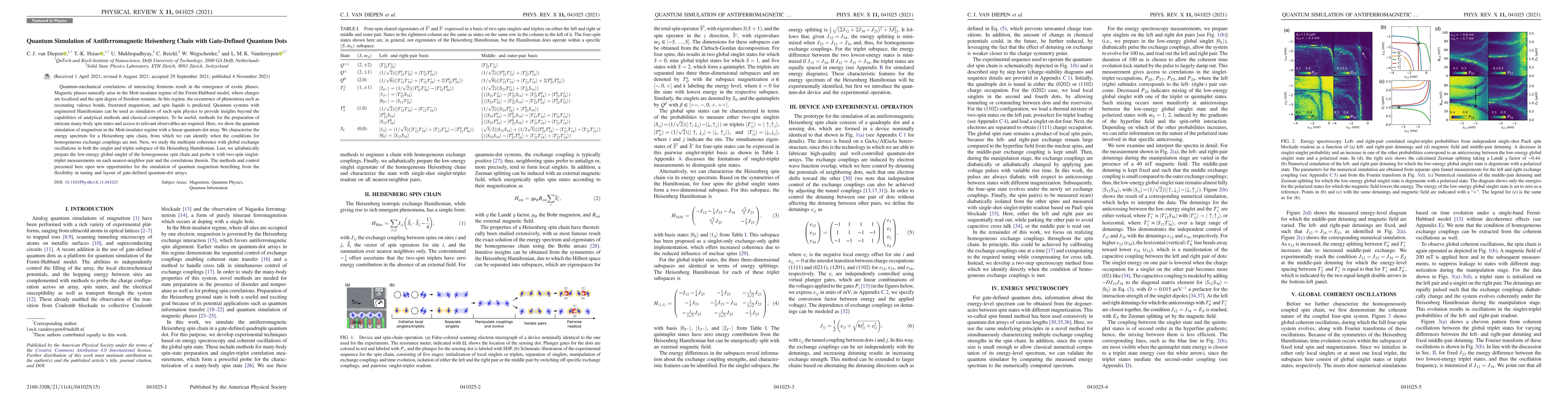 Thumbnail for Quantum simulation of antiferromagnetic Heisenberg chain with
  gate-defined quantum dots