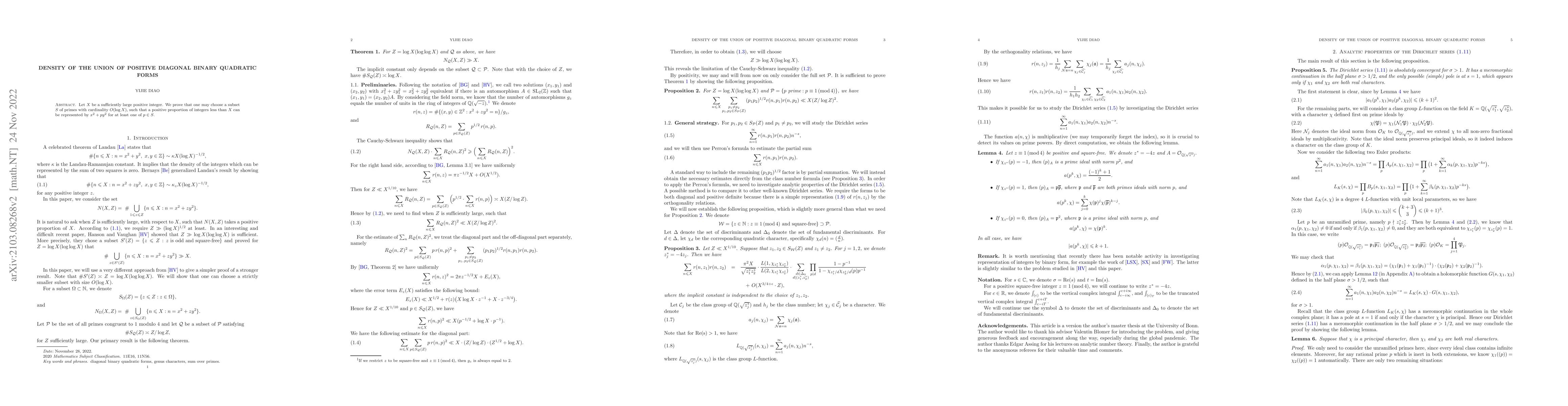 Thumbnail for Density of the union of positive diagonal binary quadratic forms