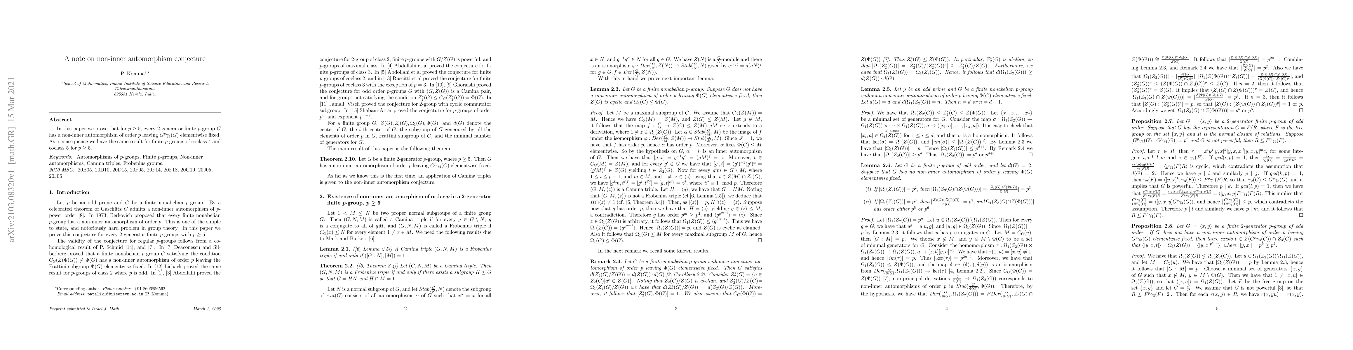Thumbnail for A note on non-inner automorphism conjecture
